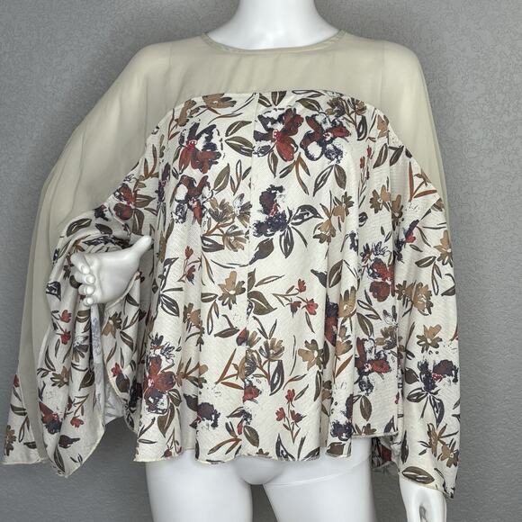 NWOT Oli & Hali Top Boho Floral Flowy Long Sleeve Oversized Size M - Picture 2 of 10